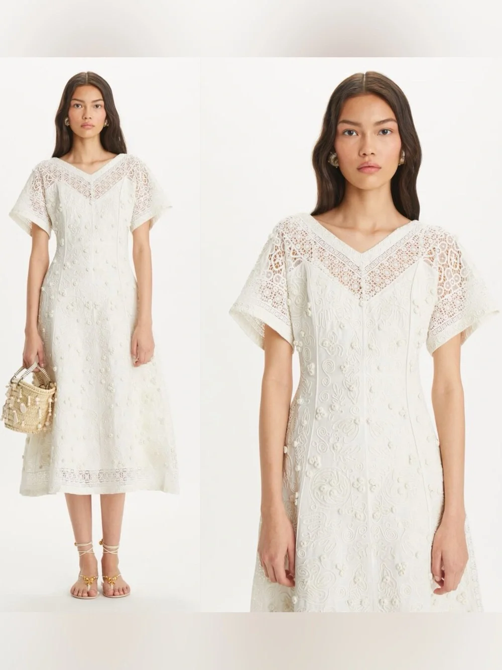 Like new Tory Burch EMBROIDERED LINEN DRESS 2 $1,598